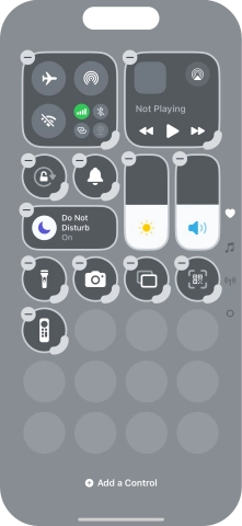 Press Add a Control and follow the instructions on the screen to add the required function to Control Centre.