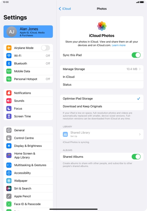 Press the indicator next to 