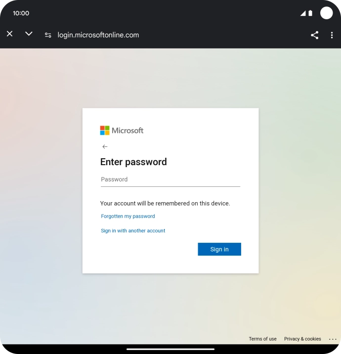 Press Password and key in the password for your email account.