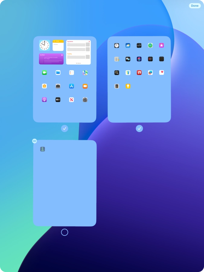 Press the delete icon next to the required home screen page.