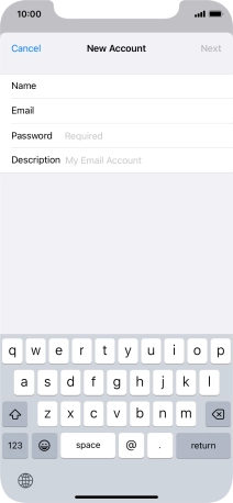 Press Password and key in the password for your email account. Press Password and key in the password for your email account.