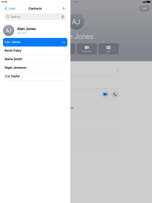Press the required contact.