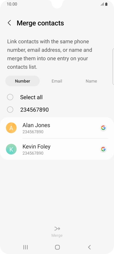 Press the field next to the required number.