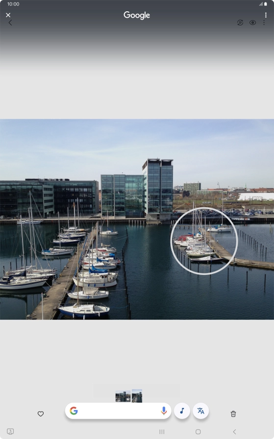 Draw a circle around the required object on the picture and wait for the search results.