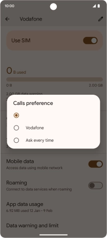 Press the required setting.