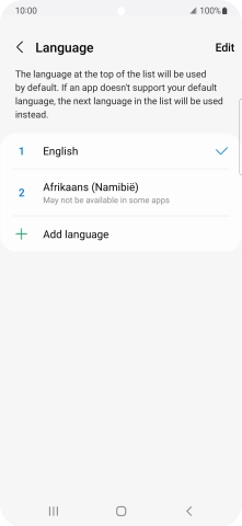 To subsequently select another language as the default language, press the required language.