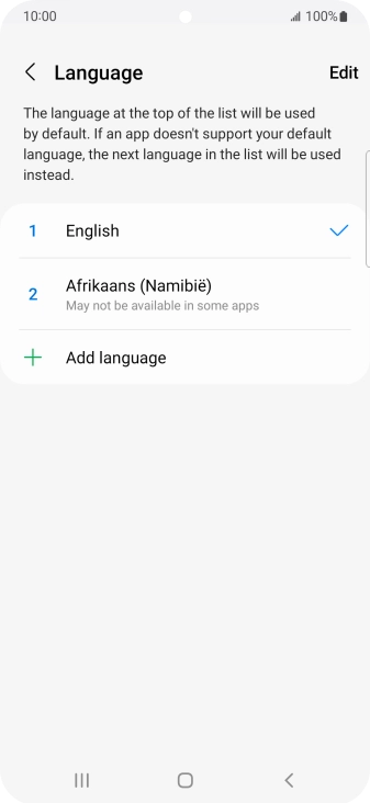 To subsequently select another language as the default language, press the required language.