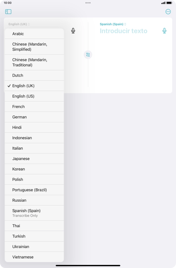 Press the required source language.