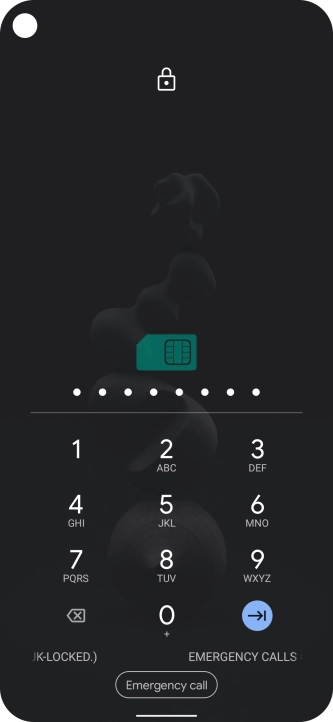 Key in the PUK and press the confirm icon.
