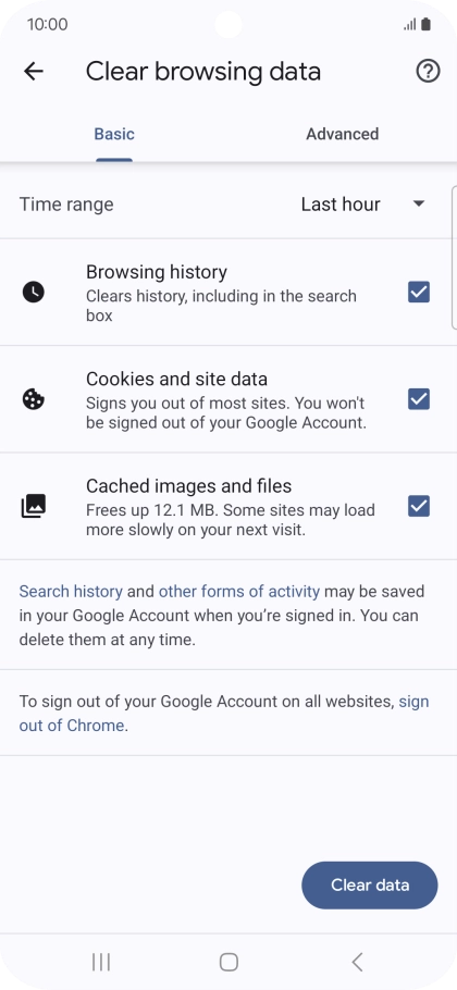 Press the fields next to the required data types.