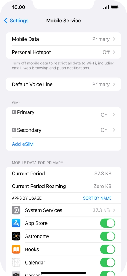 Press the required eSIM below 