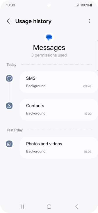 The app activity for the selected app is displayed.