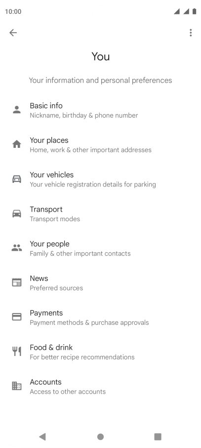 Press Basic info and follow the instructions on the screen to select phone owner settings.
