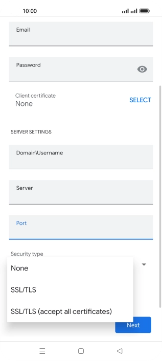 Press the required setting.