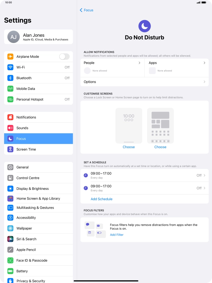 Press People and follow the instructions on the screen to select which contacts you would like to receive calls and notifications from when Do Not Disturb is turned on.