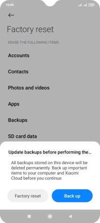 Press Factory reset.