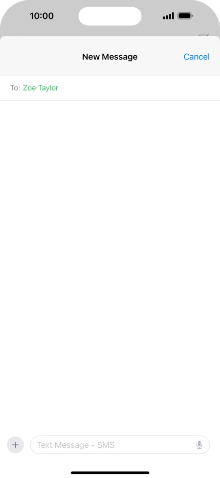 Press the text input field and write the text for your text message.