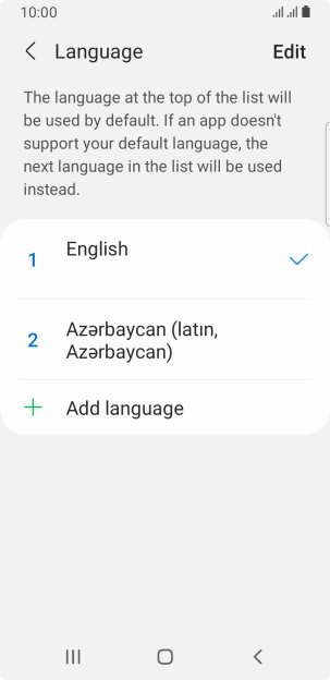 To subsequently select another language as the default language, press the required language.