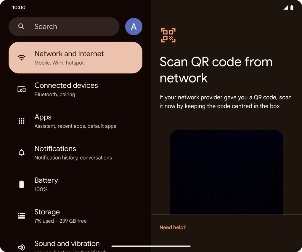 Place the QR code you've received inside the phone camera frame to scan the code. If you’ve deleted your eSIM, you can re-add it using your existing QR code. If you’re having problems, see our FAQ.