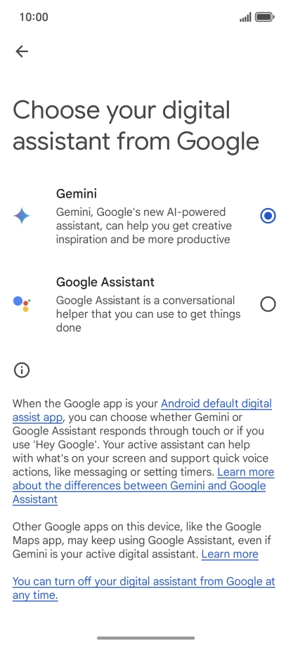 Press the required voice control assistant.