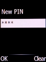 Key in a new four-digit PIN and press the Left selection key.