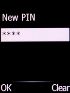 Key in a new four-digit PIN and press the Left selection key.
