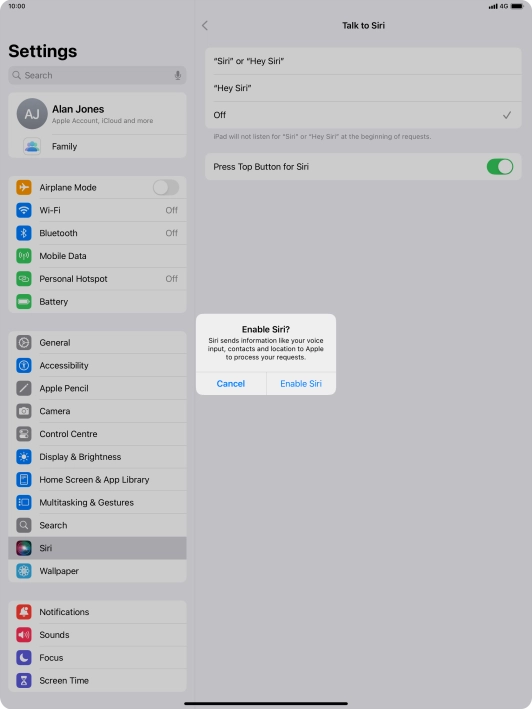 Press Enable Siri.