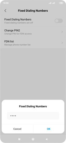 Key in your PIN2 and press OK. The default PIN2 is 1111.