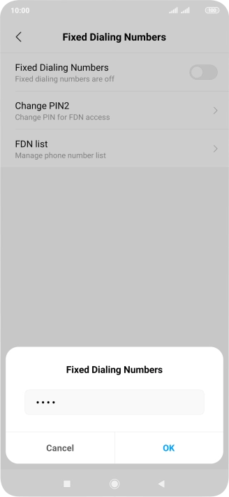 Key in your PIN2 and press OK. The default PIN2 is 1111.