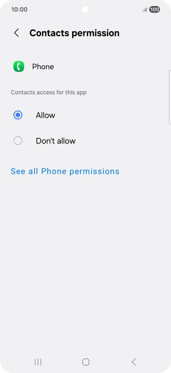 Press the required setting.