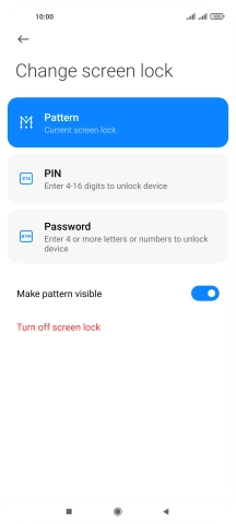 Key in the current phone lock code and press Turn off screen lock.