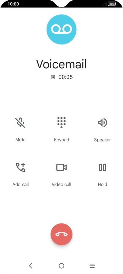 Press the end call icon.