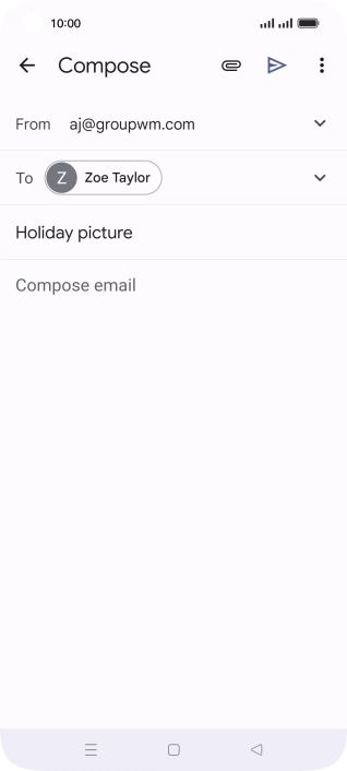 Press the text input field and write the text for your email message.