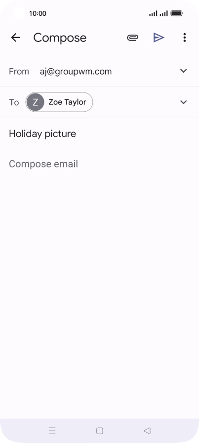 Press the text input field and write the text for your email message.