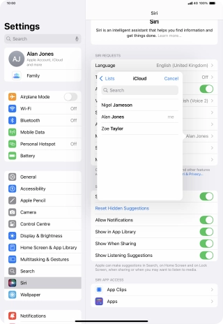 Press the required contact.