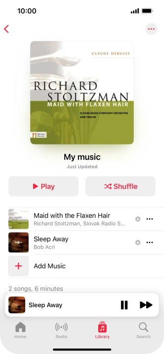 Press the song title. Press the song title.