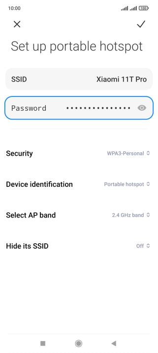 Press SSID and key in the required name for the Wi-Fi hotspot. Press SSID and key in the required name for the Wi-Fi hotspot.