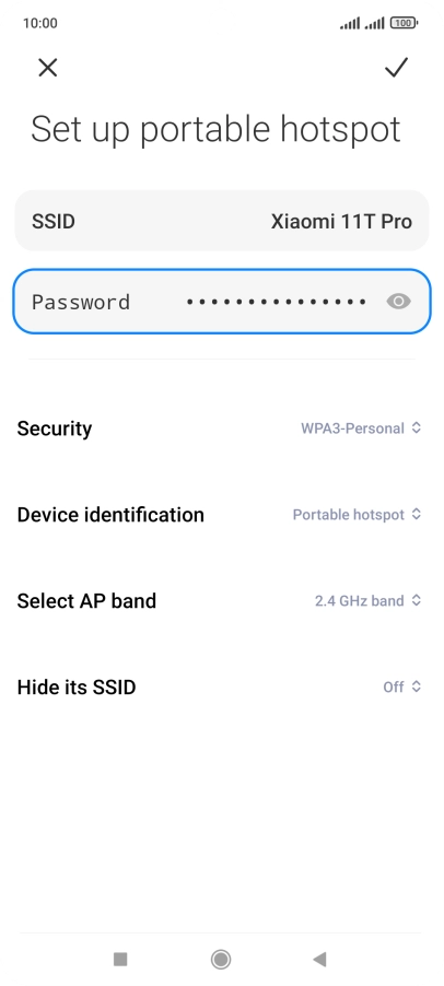 Press SSID and key in the required name for the Wi-Fi hotspot. Press SSID and key in the required name for the Wi-Fi hotspot.