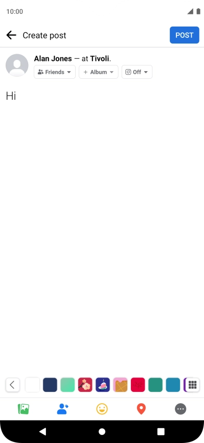 Write the required text and press POST.