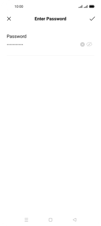 Key in the password for the Wi-Fi network and press the confirm icon.