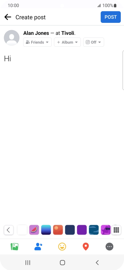 Write the required text and press POST.
