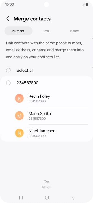 Press the field next to the required number.