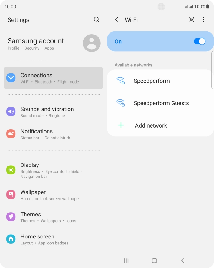 Press the required Wi-Fi network.