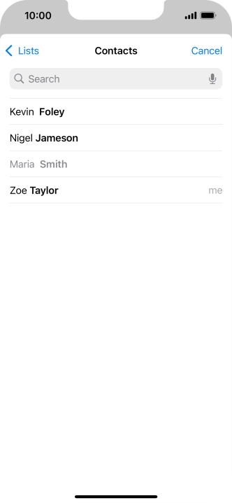 Press the required contact.