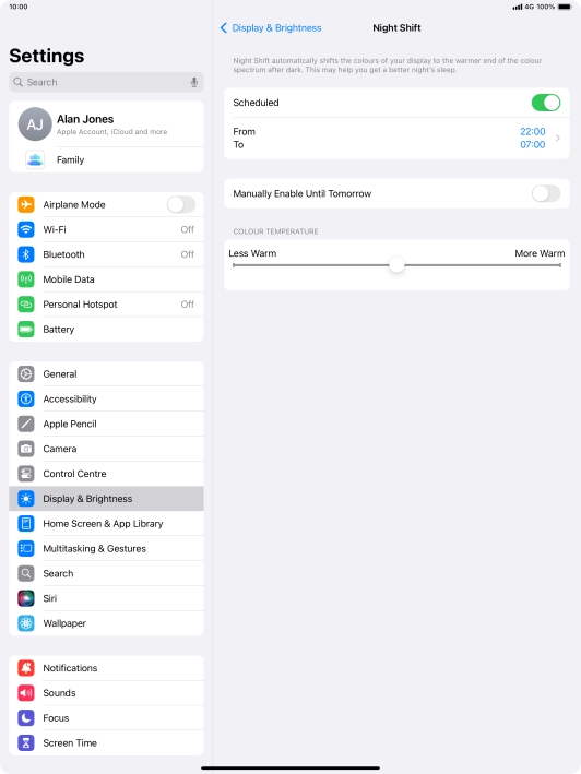 Press the indicator next to 