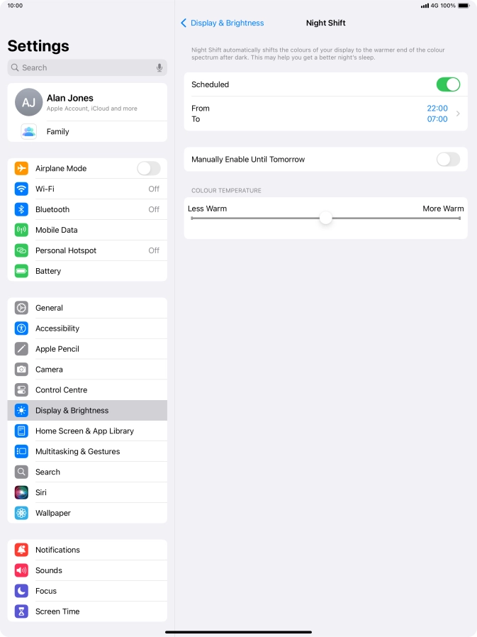 Press the indicator next to 