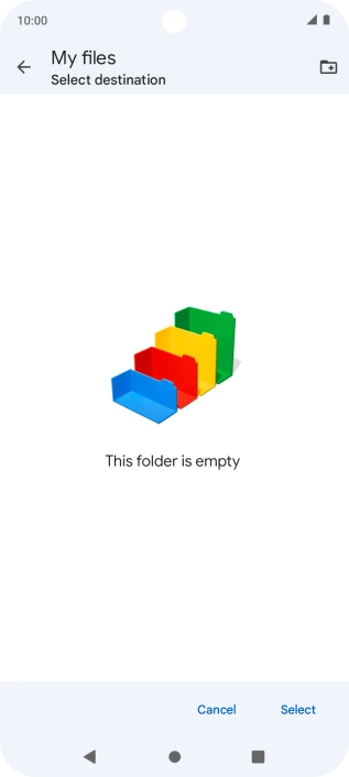 To create a new folder, press the new folder icon and follow the instructions on the screen to create a new folder.