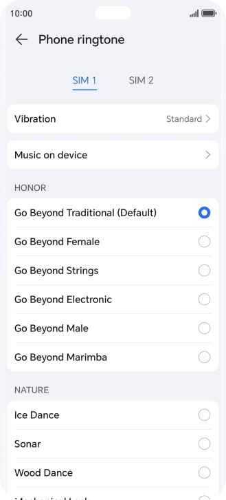 Press the required ring tones to hear them.