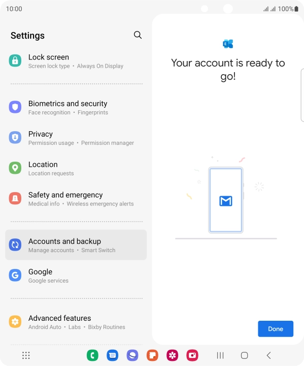 If this screen is displayed, your email account has been recognised and is being set up automatically. Follow the instructions on the screen to key in more information and finish setting up your phone.
