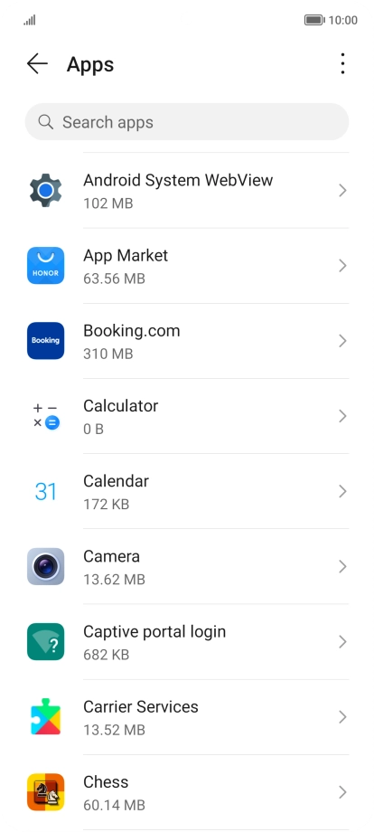 Press the required app.